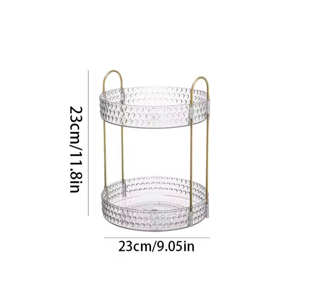 360° Rotating Makeup Organizer Tower – Clear, Aesthetic & Space Saving